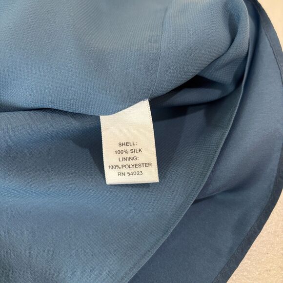 Banana Republic Silk Dress S Chiffon Blue Sheath Racerback Wedding Cocktails - Picture 8 of 8